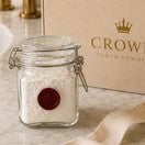 Crown tooth powder kit with wax sealed jar and bamboo toothbrush